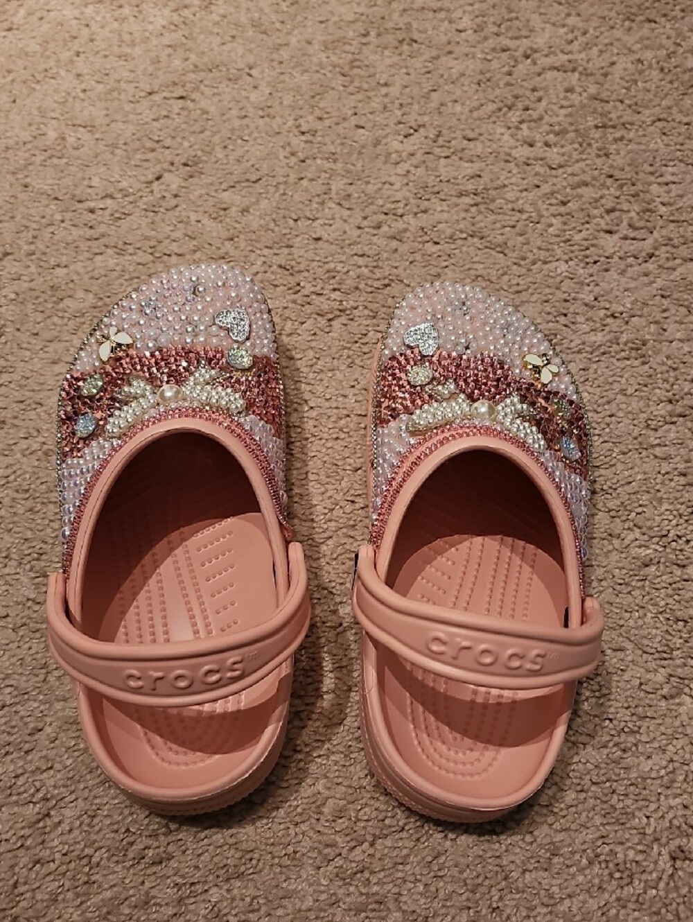 CROCS Pink Pearl & Crystal Embellished Classic Clog - Picture 2 of 4